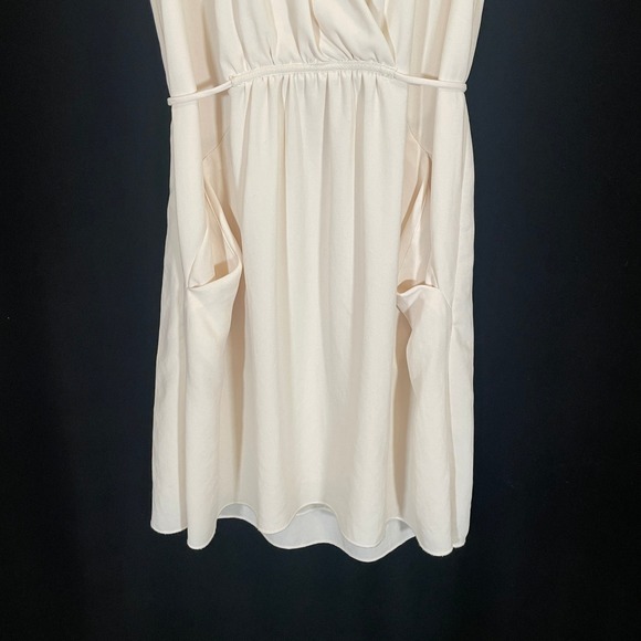 Wilfred Aritzia Sabine Faux Wrap Dress Cream V-Neck Mini Pockets LWD S - Picture 5 of 7